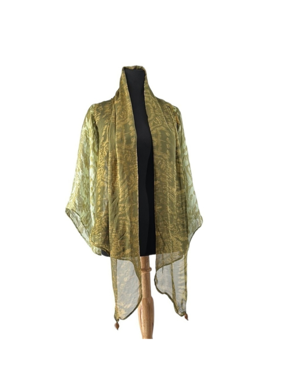 Georgie 100% silk kimono open front cardigan damask luxury pattern sz xs
